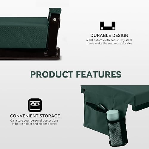 Miniatura 4 de Buymoth Asiento de estadio para gradas con soporte trasero, cojín grueso, portavasos, asa de transporte y correa para el hombro para eventos