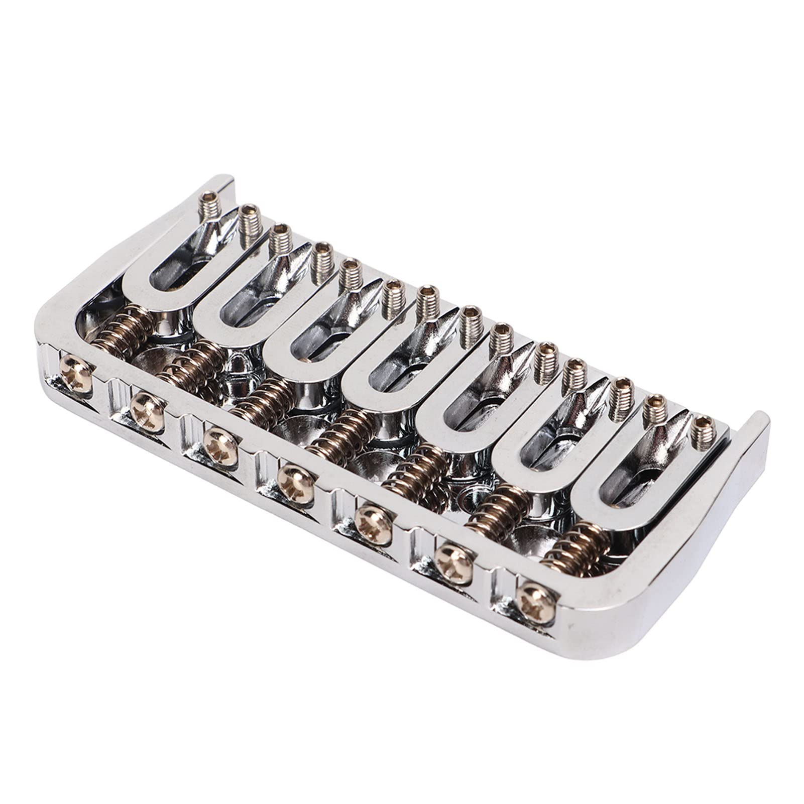 7-saitige Metall-Hardtail-Sattelbrücke, Top-Load-Gitarren-Saitenhalter für Bass-Ukulele-E-Gitarren, Chrom