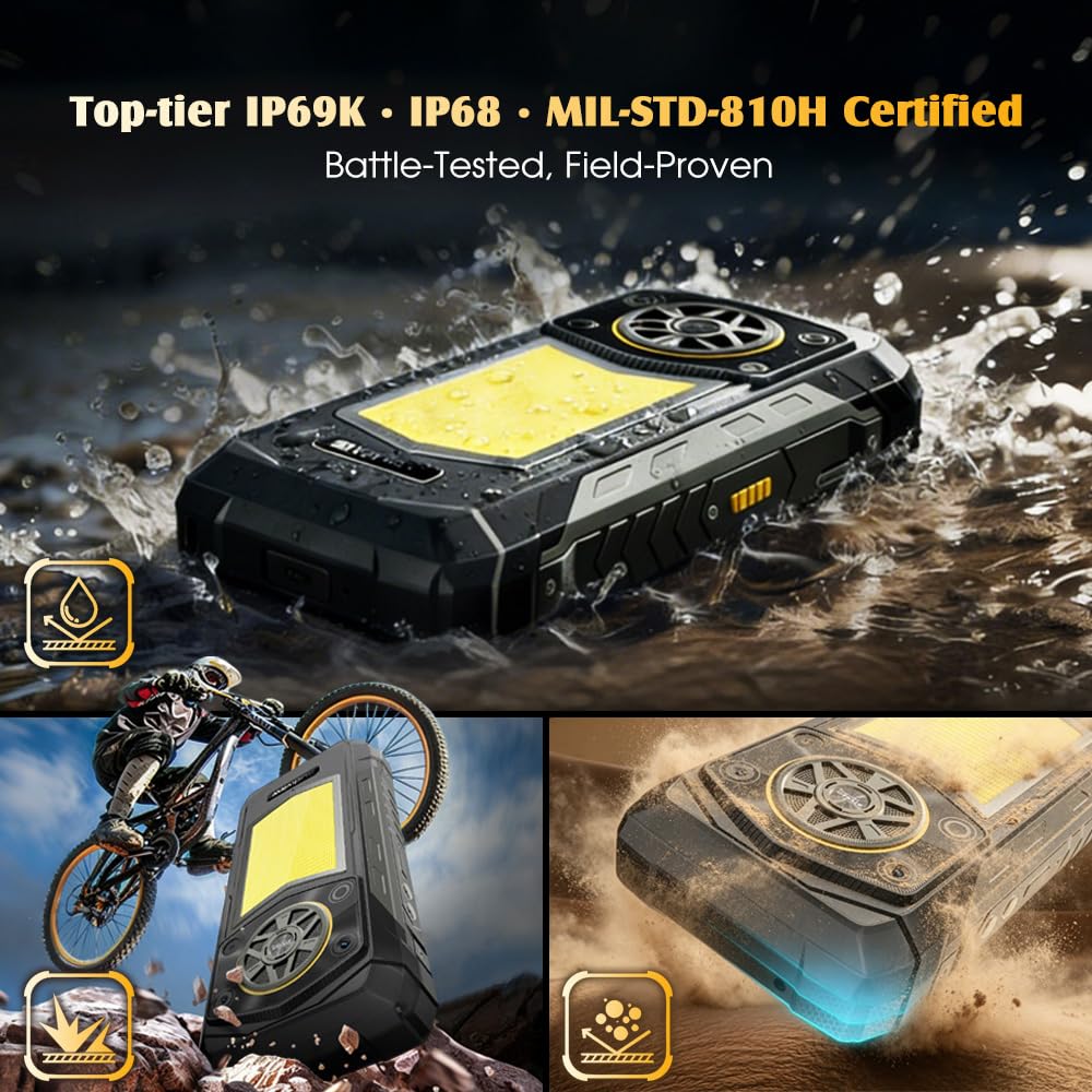 Blackview ROCK 5 Rugged Smartphone 5W HiFi Altoparlante, 48GB+256GB AI Telefono Android 16, 6.78" FHD+ 120Hz, 20000mAh, Lampada Campeggio 350lm, 108MP+50MP, 4G Telefono Indistruttibile, NFC/OTG/GPS