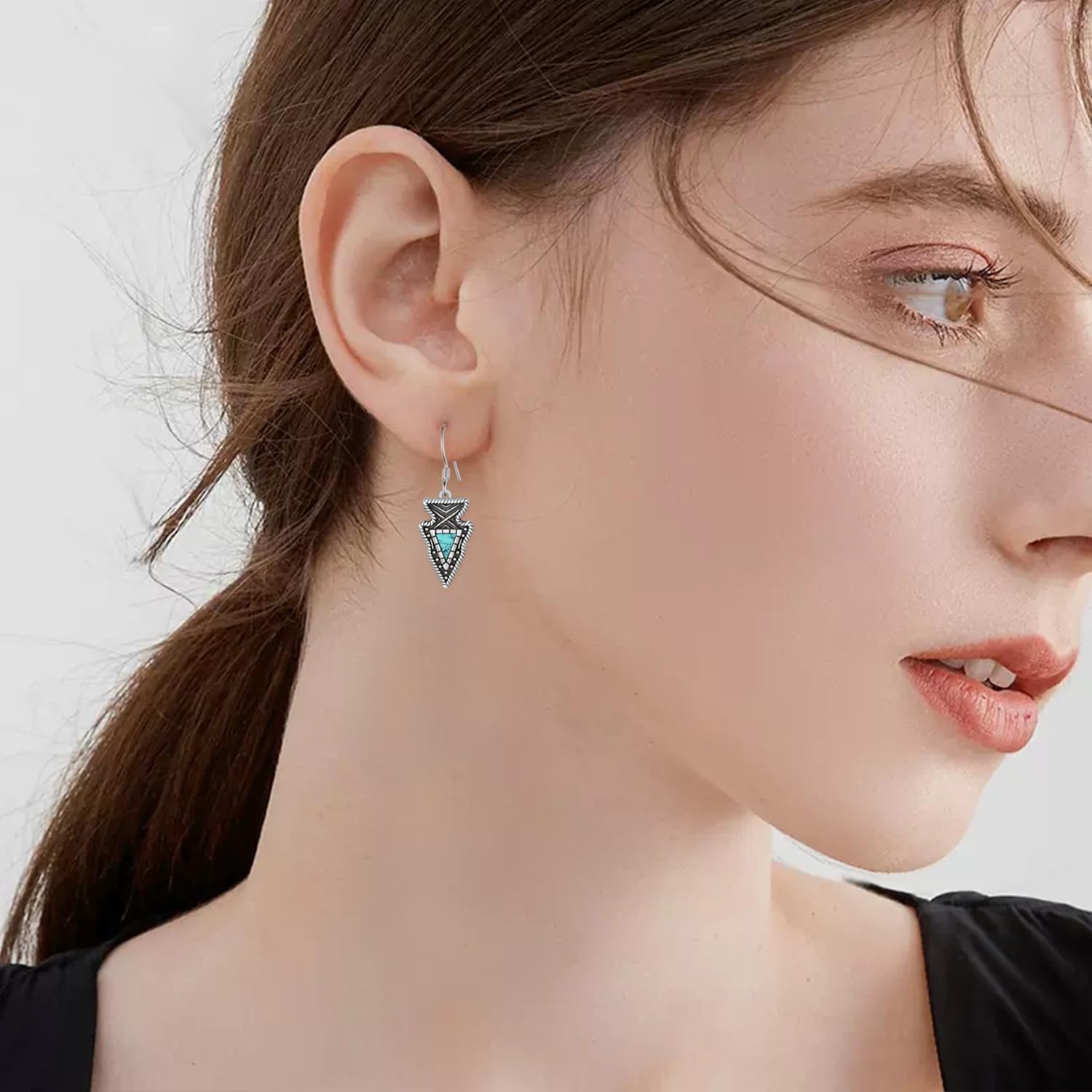 Western Turquoise Earrings for Women 925 Sterling Silver Native American Arrowhead Earrings Bohemian Turquoise Jewelry Gifts for Women - Image 5