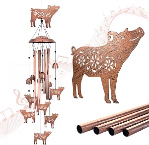 Pig Wind Chimes for Outside,Pig Gifts for Women/Men/Sympathy Gift/Memorial Gifts/Festival Birthday Gifts Metal windchimes Outdoors/Indoors,Patio Decor,Garden Decor,Yard Decor,Home Decor,Porch