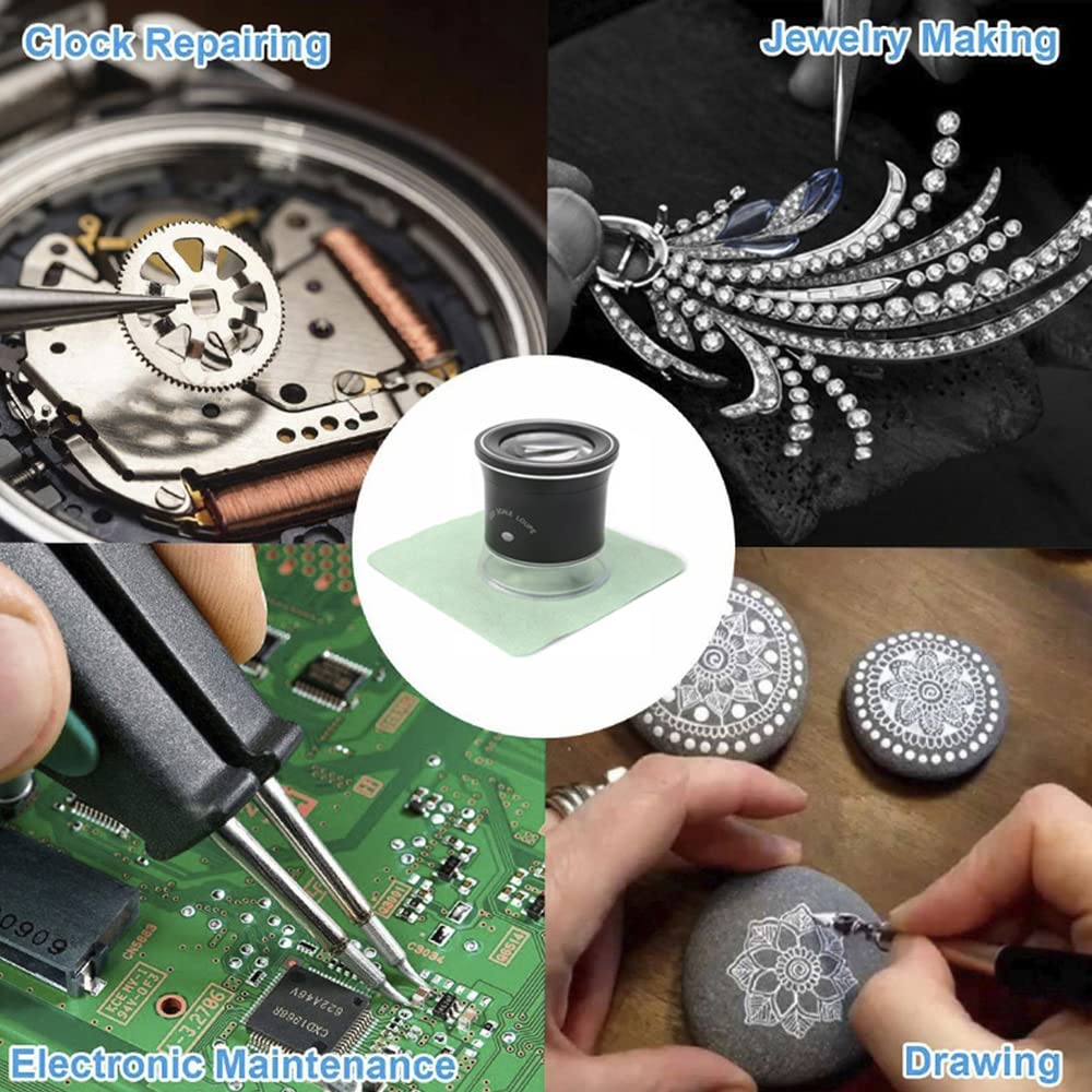 Irfora 30-fache LED-Skalenlupe, beleuchtete Lupe mit 6 weißen, 3 -Lichtern, wiederaufladbare Lupe, austauschbare Fadenkreuzskala für PCB, Schmuck, Münzen, Stempel, antike Textilmalerei, mit
