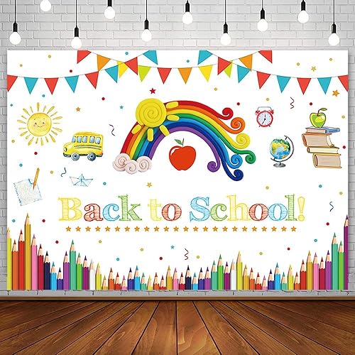 SENDY - Telón de fondo de fotografía para el regreso a clases, 7 x 5 pies, decoración para el primer día de fiesta, para estudiantes, maestros,