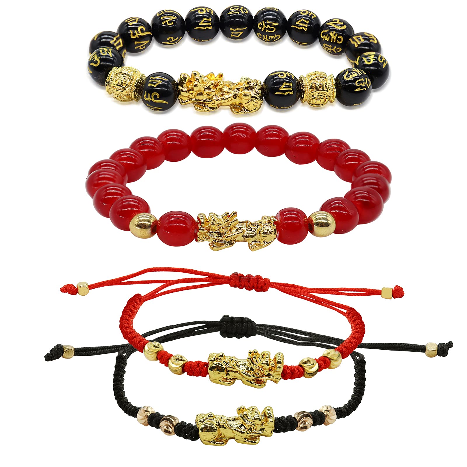 Long tiantianFeng Shui Pixiu Bracelet Ring Feng Shui Black Obsidian Wealth Bracelet Pi Xiu Good Luck Wealthy Bracelet for Women Men Gifts