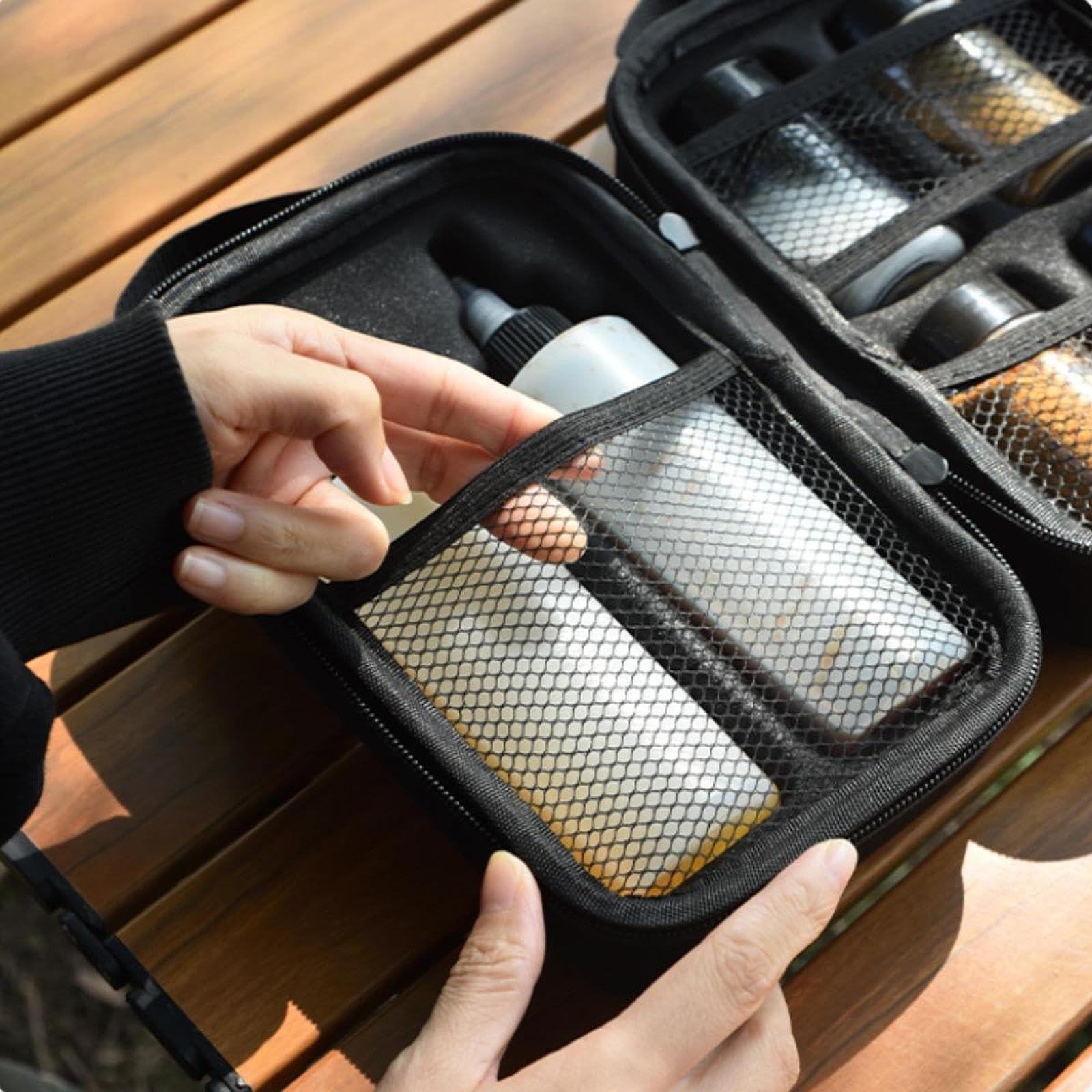 Fenteer Contenedor portátil para condimentos a Prueba de Fugas para Acampar con Estuche de Transporte, Botellas de, Recipiente portátil para condimentos, Style a