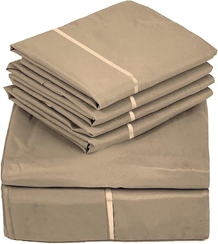 Sacred Thread Juego de sábanas de rayón de 6 piezas de bambú, juego de ropa de cama y fundas de almohada con bolsillos profundos, ropa de cama