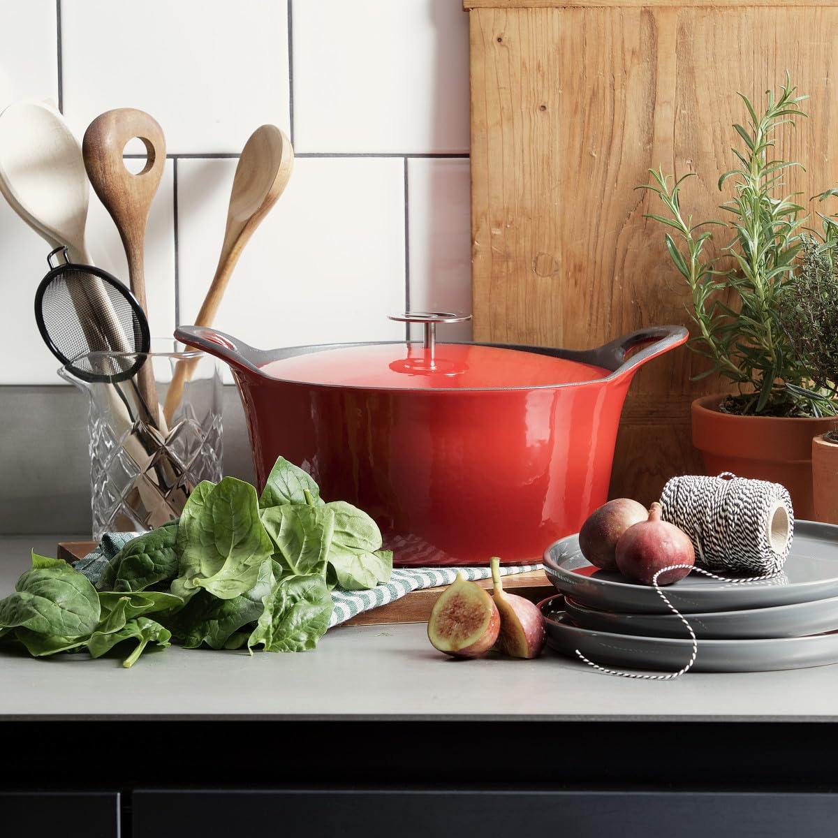 Cuisinox C61180WX22857 Volcan brytfanna, okrągła, 24 cm, żeliwo, emaliowane, kolor czerwony, z pokrywką
