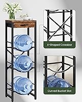 Vista 6 de 5-Gallon Water Jug Holder, Water Bottle Holder, 3-Tier Kettle Storage Shelf with Drawer, Water Dispenser Replacement Parts, for Kitchen, Black and
