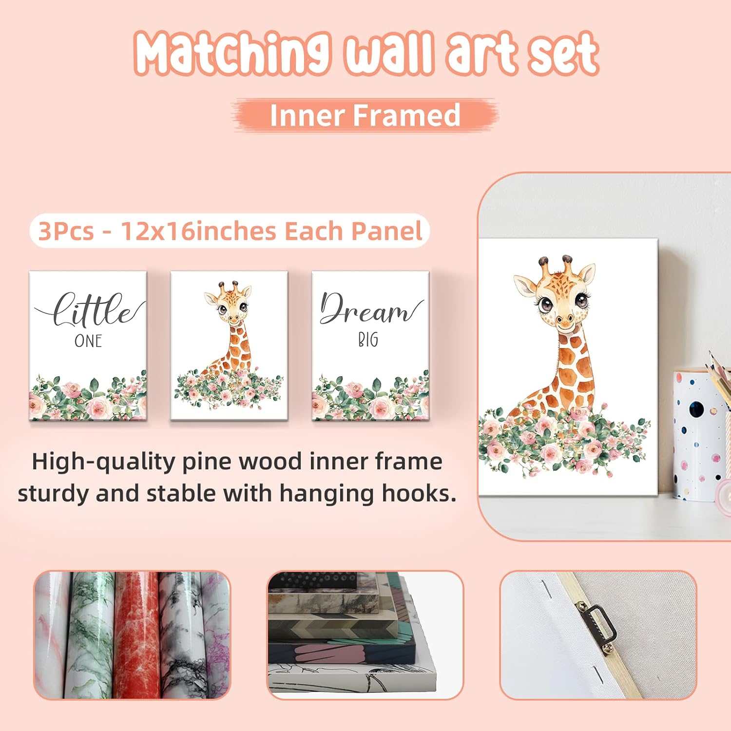 Personalized Crib Bedding Set for Boys, 5 Pcs Custom Name Toddler Bed Sets for Girls, Flannel Blanket Baby Bedding Set, Safari Nursery Decor for Girls, Infants Babies Customized Giraffe Gifts