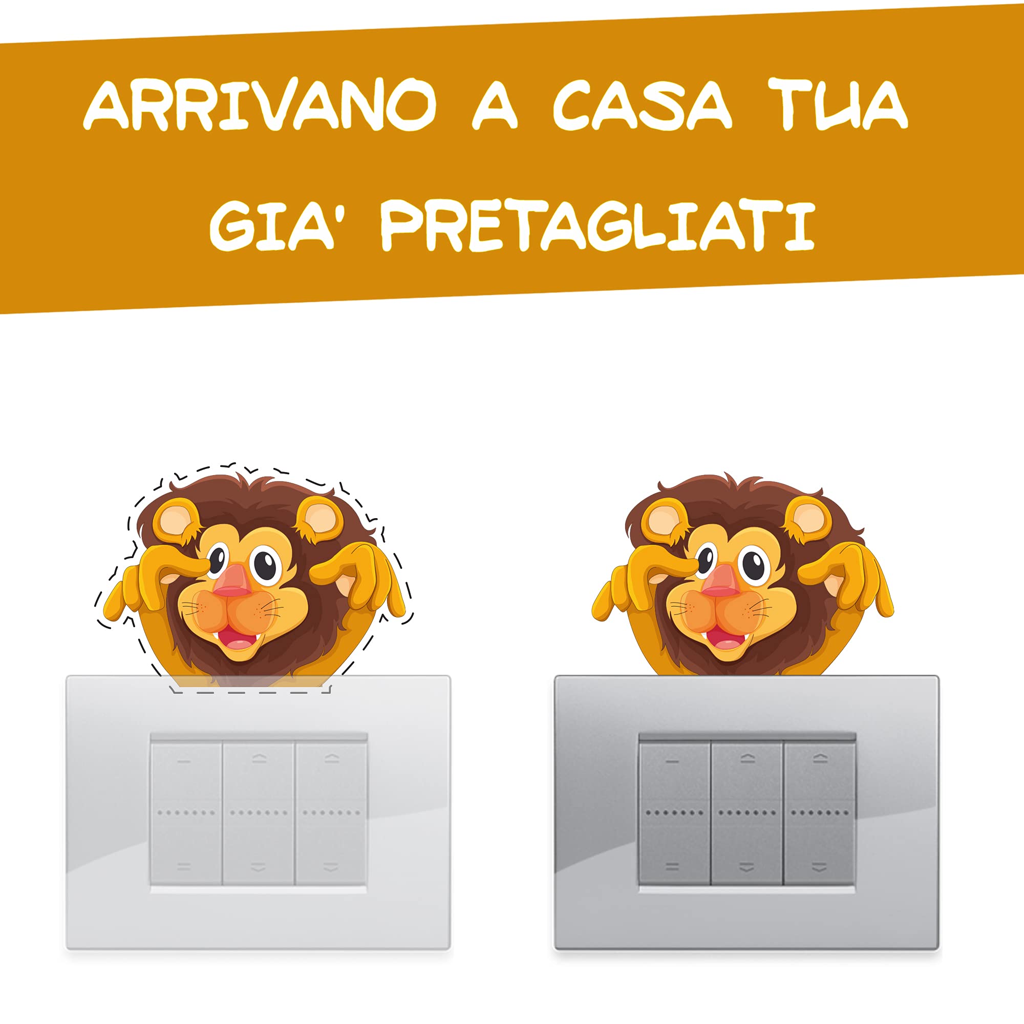 Bizarre Creations | Adesivi Animaletti per Decorazione Interruttori Luce, Adesivi per Interruttori, Bambini, Adesivi Simpatici Animaletti Savana Elefantino Leone Cameretta (10 Pezzi)