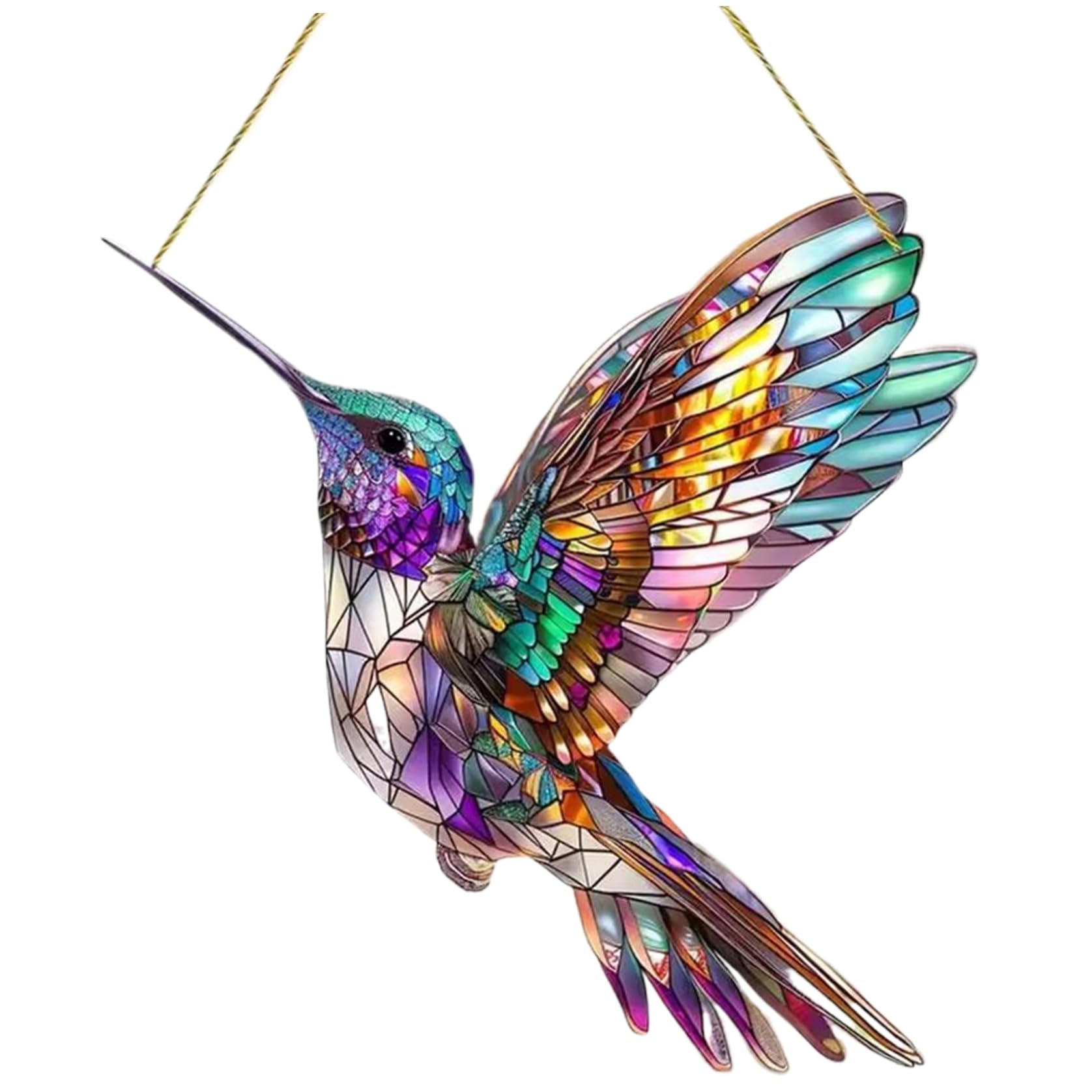 Sun Catchers Indoor Window Hummingbird Sun Catcher, 7.9 Inch Stained Spirit Birds Easy Hanging Bird Catcher for Exquisite Window Decor, Garden Ornament