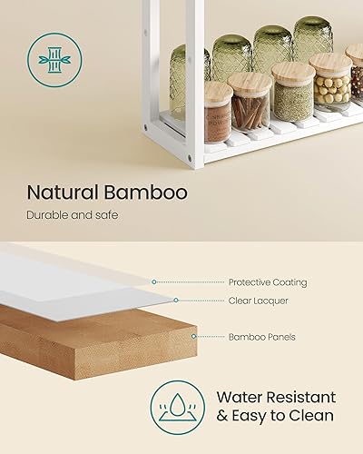 Miniatura 6 de SONGMICS Estante de baño de bambú, estante ajustable de 3 niveles, montado en la pared o soporte, en la sala de estar, balcón, cocina, 5.9 x 23.6 x