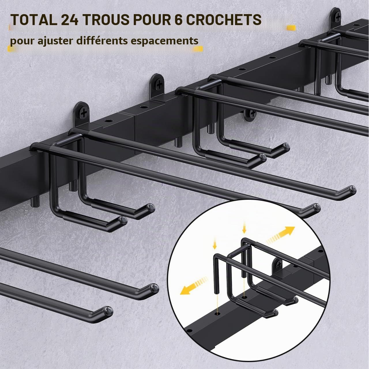 Bomclap Porte-outils mural en métal de 12 cm pour garage, cave, atelier, balai, râteau, organisateur d'outils (noir)