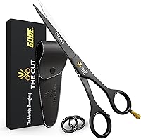 Cut Factory 6.5" Matte Black Hair Scissors - Ultra-Sharp High Carbon Steel Professional Barber Shears with Leather Pouch for Salon & Home