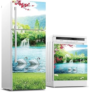 Buzdolabı ve Bulaşık Makinası Beyaz Eşya Sticker Kaplama Şelale Kuğu