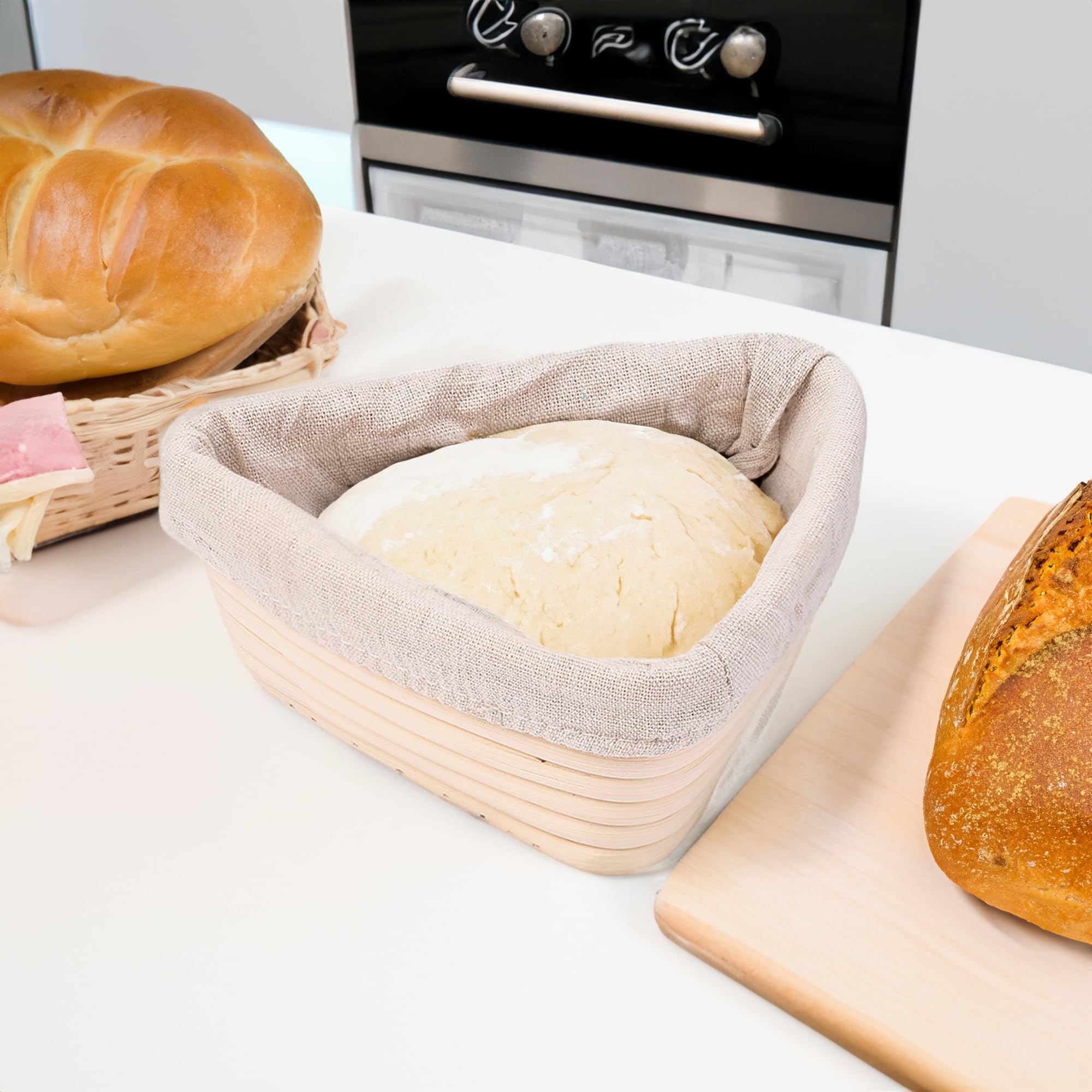 Triangle Brot-Gärkörbchen – Sauerteigkorb, Rattan – Starter-Set zum Backen von Dreiecksbroten – Geschenkset