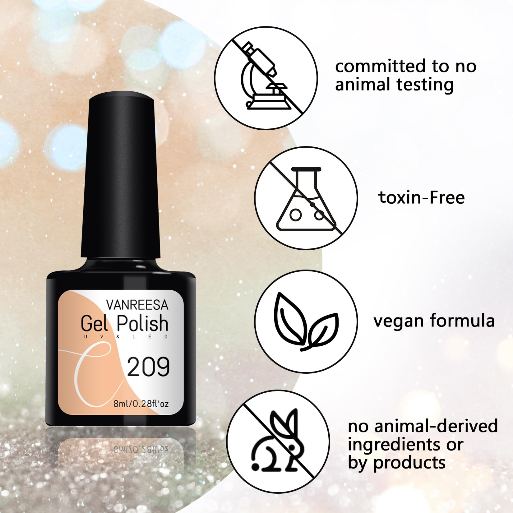 Gel Nail Polish Set, VANREESA 21 Classic Colours Pink Glitter White Wine Red Brown Gray Gel Polish Set Required Soak Off UV/LED Lamp Nail Varnish Kit for Women Beauty Gift