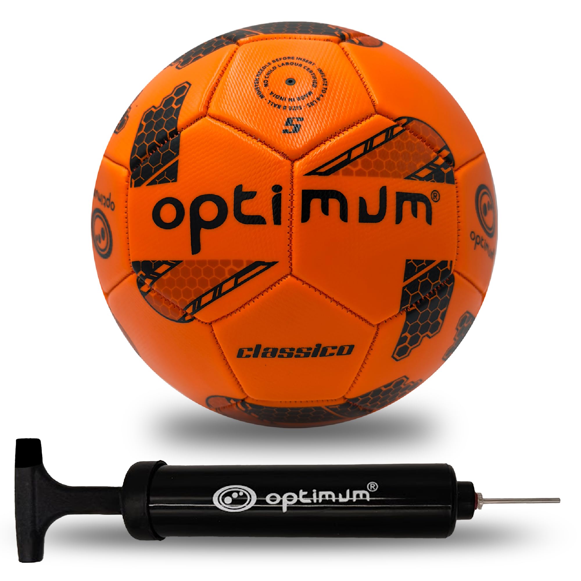 Optimum Sport Classico Football for Indoor/Outdoor Training & Matches, Durable Valve for Consistent Flight, Precision Control & Lasting Air Retention