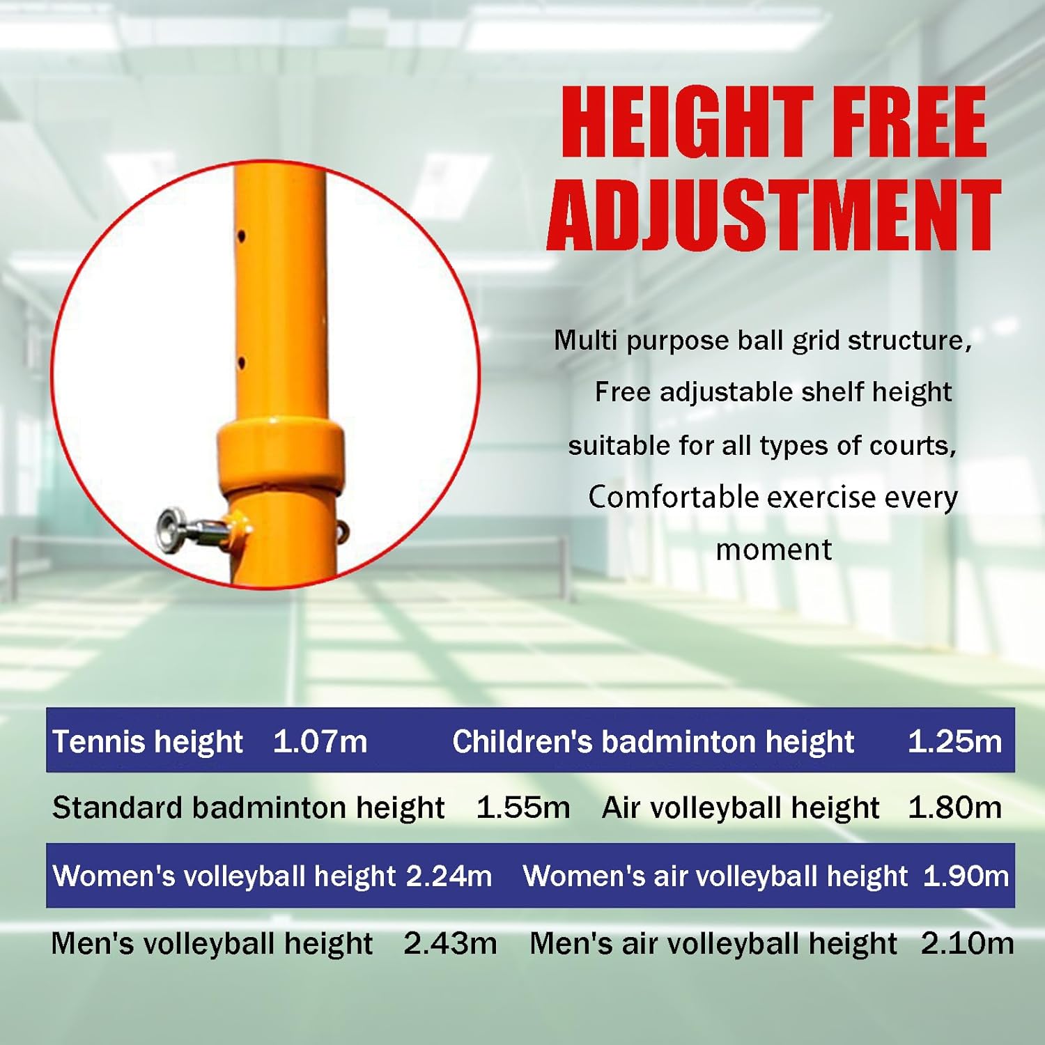 Portable Volleyball & Badminton Net Frame Poles with Wheels, Steel Stand, Adjustable Height & Stable Base - Indoor/Outdoor Use withMulti Functional Sports System，Portable Outdoor Net Frame