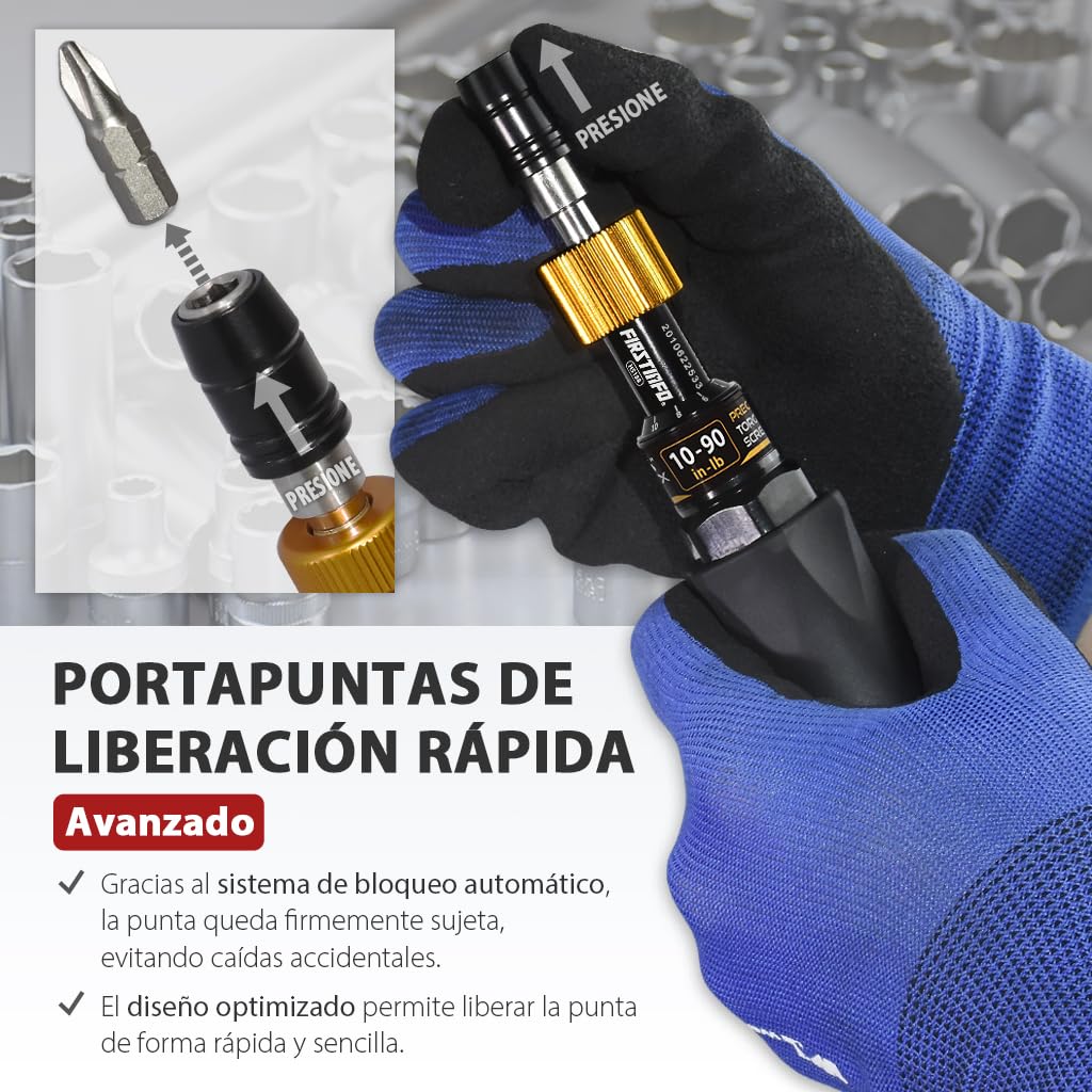 FIRSTINFO H5188 | 1/4" | 10-90in-lb | Destornilladores dinamométricos | Con sistema de cambio rápido Rapidaptor