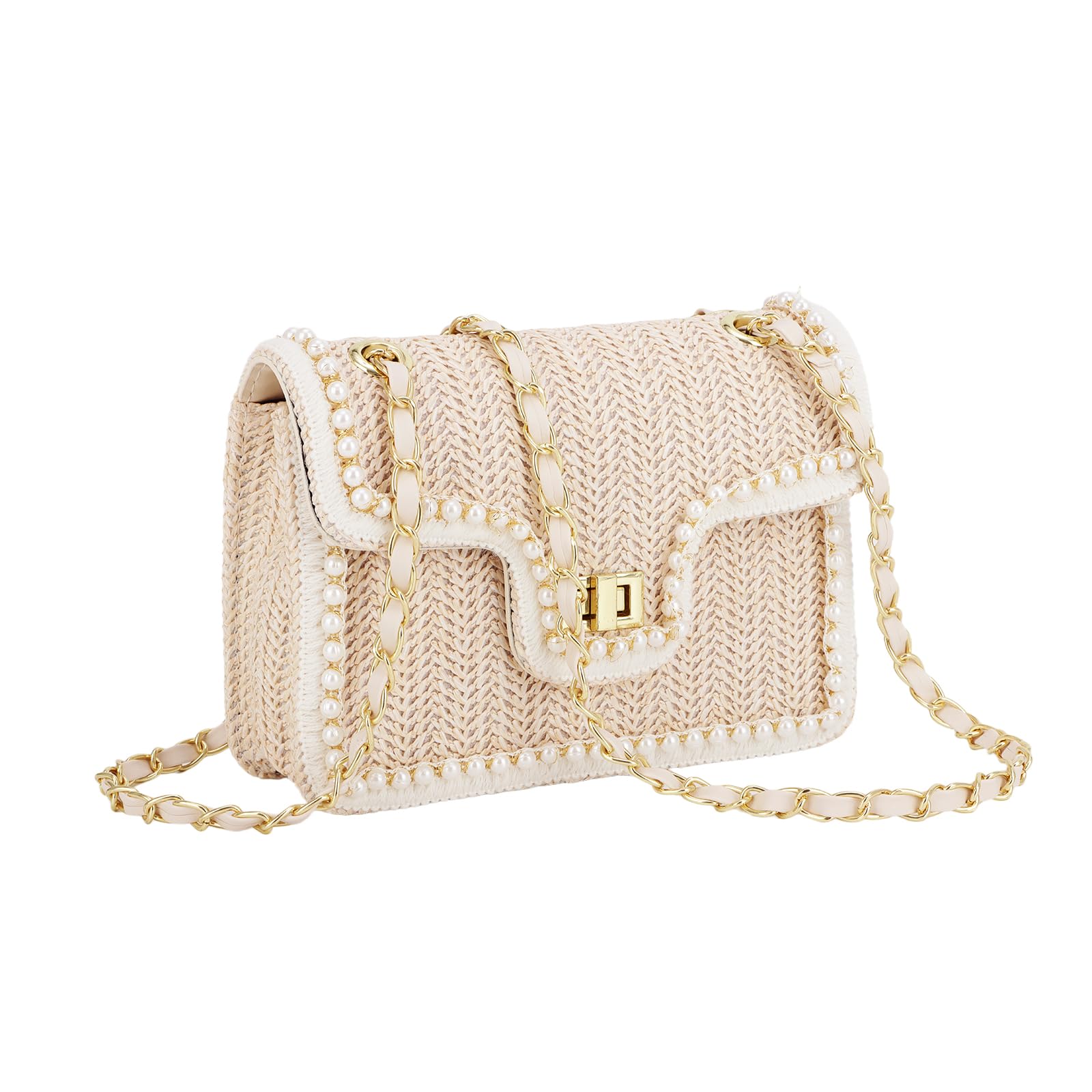 Ynport Crefreak Bolsos Bandolera de Paja Para Mujer Carteras y Bolsos de Paja de Verano Elegante Bolso de Mano de Hombro Bolso de Cartera con Solapa Pequeña Bolso de Hombro