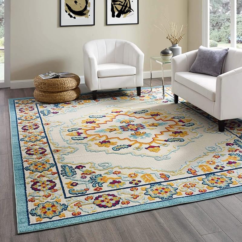 Handmade Tufted Wool Carpet – Premium Thick Embossed Geometric Design Rug for Living Room, Bedroom & Hall (Multi 38, 7 x 7 Feet Square)-image-21