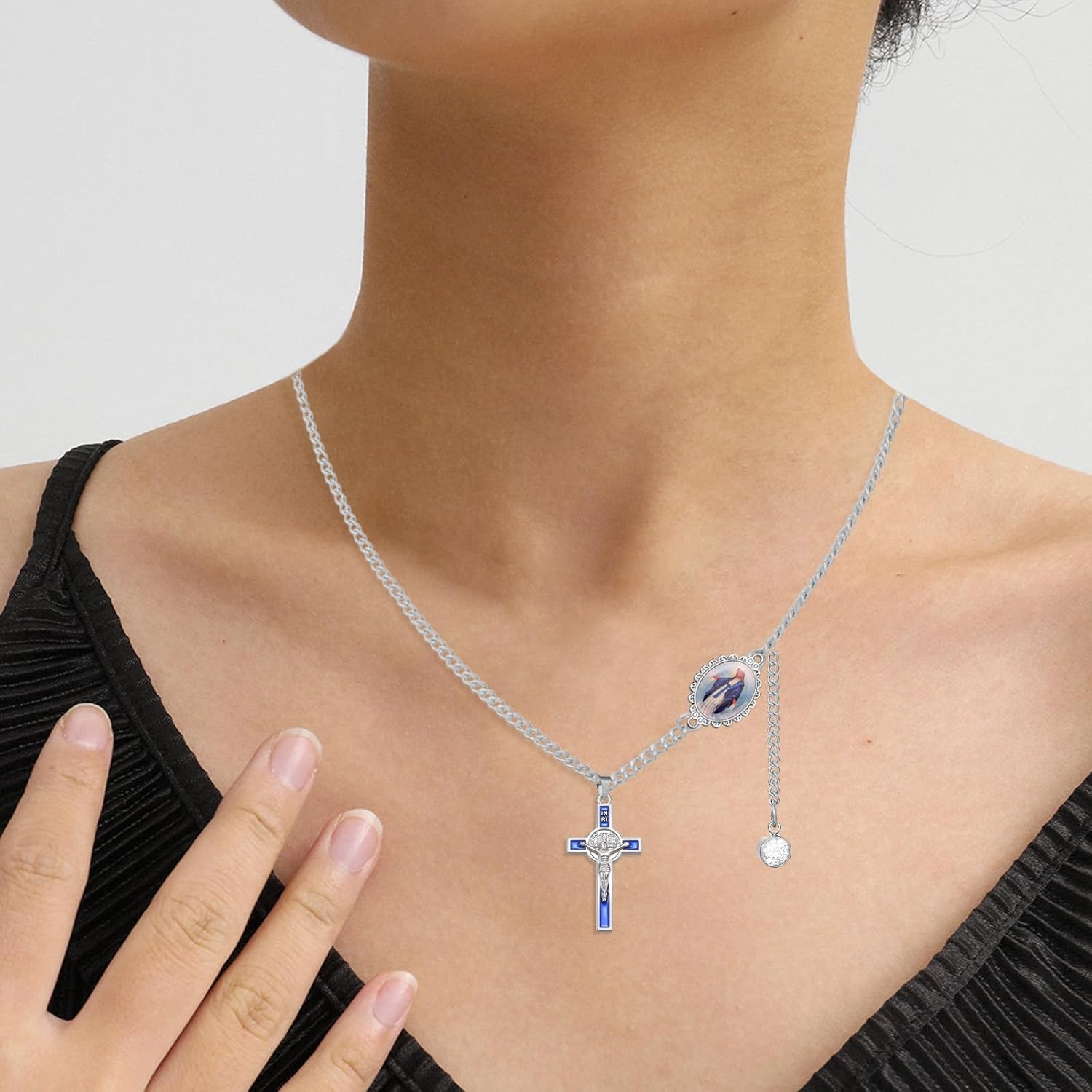 30Pcs 6Colors Rosary Making Supplies Silver Alloy Enamel Saint Benedict Cross Charms Pendant for Diy Prayer Necklace Catholic Jewelry - Image 7