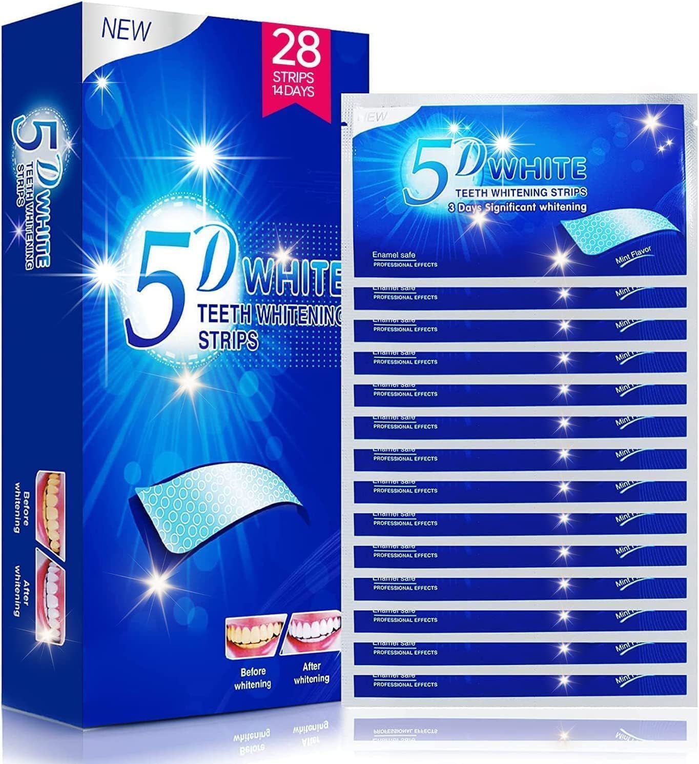 Teeth Whitening Strips, Tooth Whitening Kits, at Home Teeth whitening Strips,Sensitive Teeth Whitening Strips Teeth Whitener 14 Packs 28 Pcs