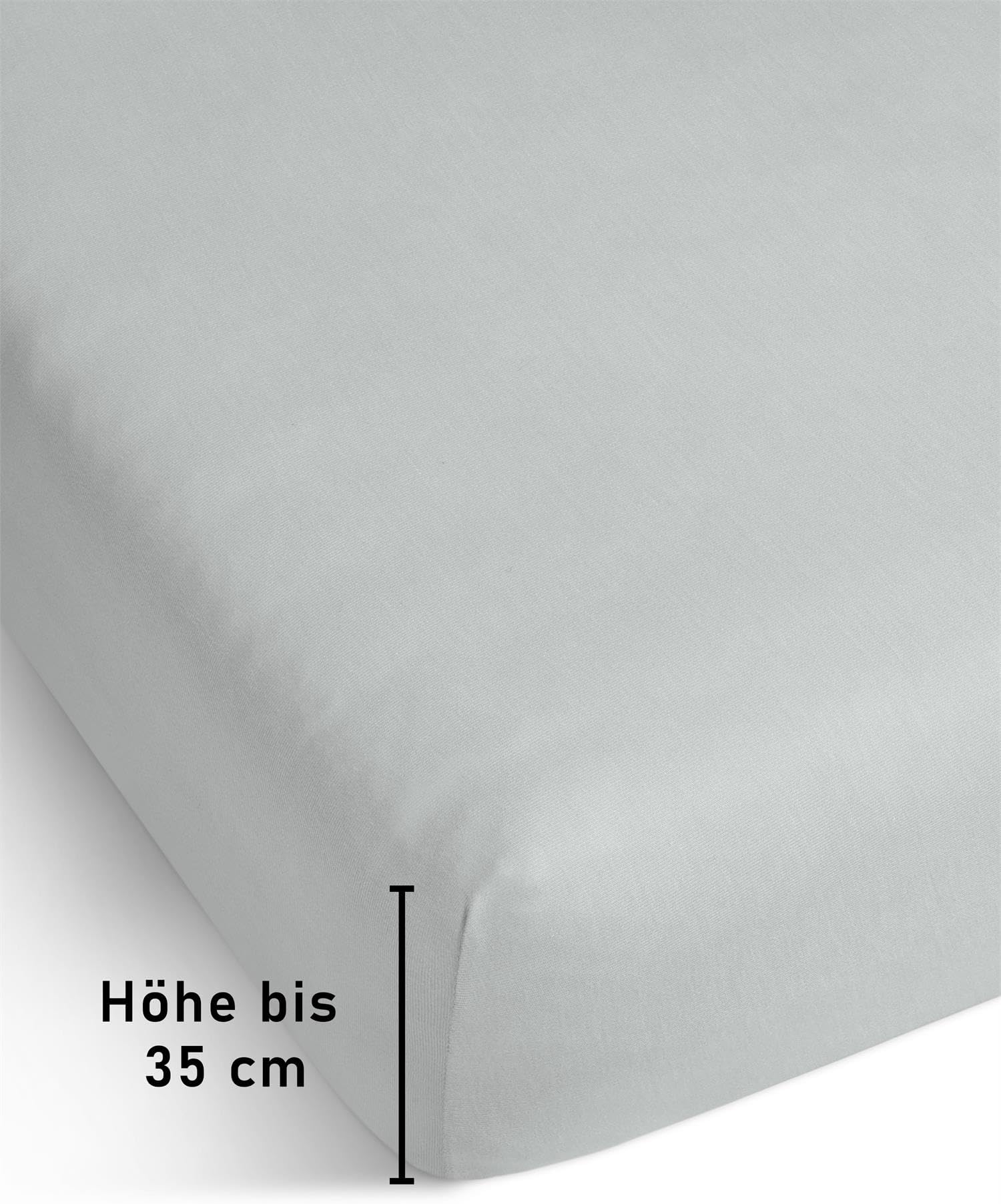 Spannbettlaken aus weichem Lyocell-Baumwoll Material mit 35 cm Steghöhe - atmungsaktives Spann-Betttuch Baumwoll-Bettlaken Laken Farbe 1 x Hellgrau Größe 180-200 cm x 200 cm x 35 cm