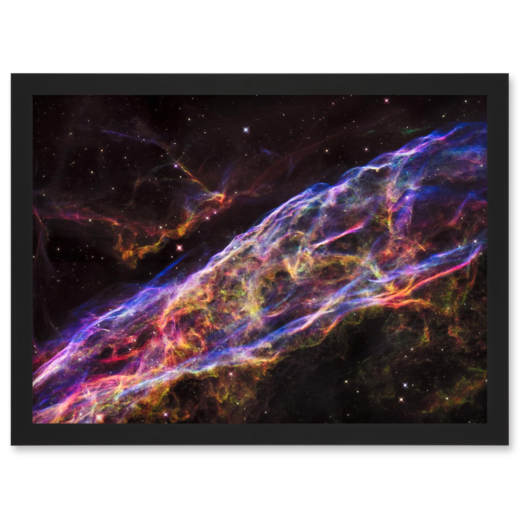 Artery8 Hubble Space Telescope Image Veil Nebula Supernova Remnant Blast Wave Stunning Massive Star Debris Remains Artwork Framed A3 Wall Art Print