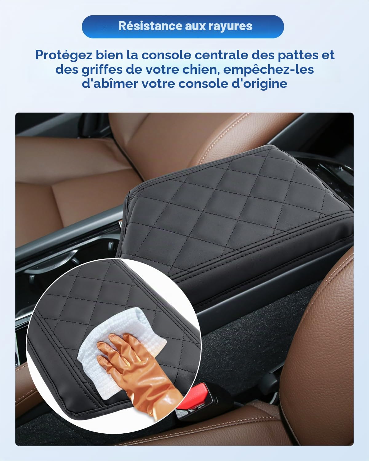 CDEFG Compatible avec Volvo XC90 2016-2023 2024 2025 - Accoudoir central - Protection contre les rayures - Console centrale - En cuir synthétique - Accessoire hybride