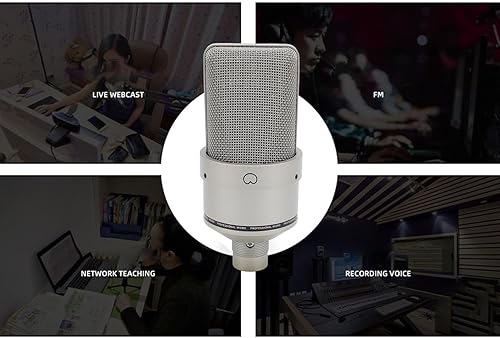 Miniatura 4 de Micrófono de condensador de estudio, micrófono de diafragma de 1.024 in con soporte de choque XLR cable parabrisas para grabación de podcasting