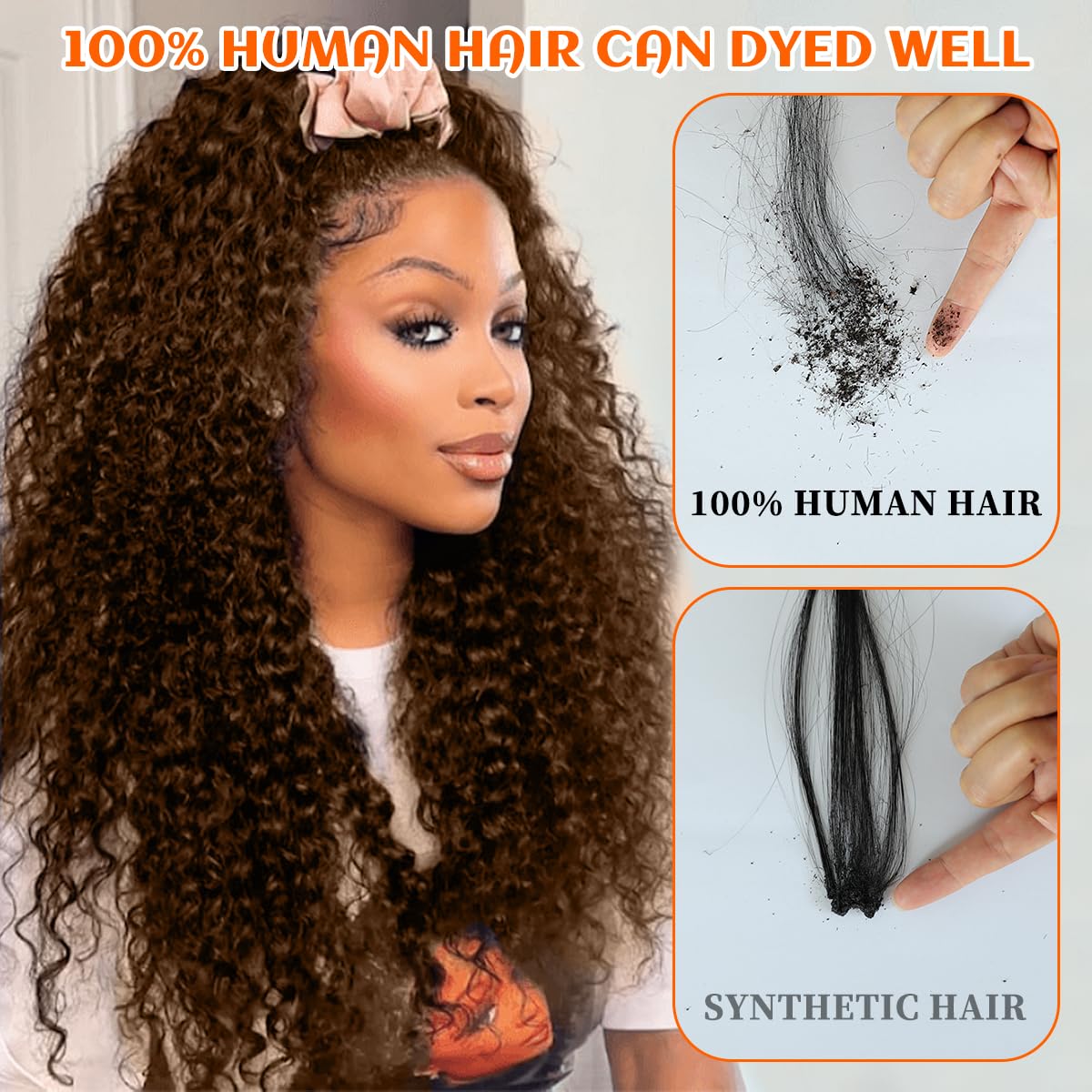 200 Density Brown Headband Wig Human Hair Glueless Wigs Curly Wig Human Hair 14 Inch Chocolate Brown Headband Wig Wear And Go Beginner Friendly Brazilian Virgin Hair Deep Wave for Black Women