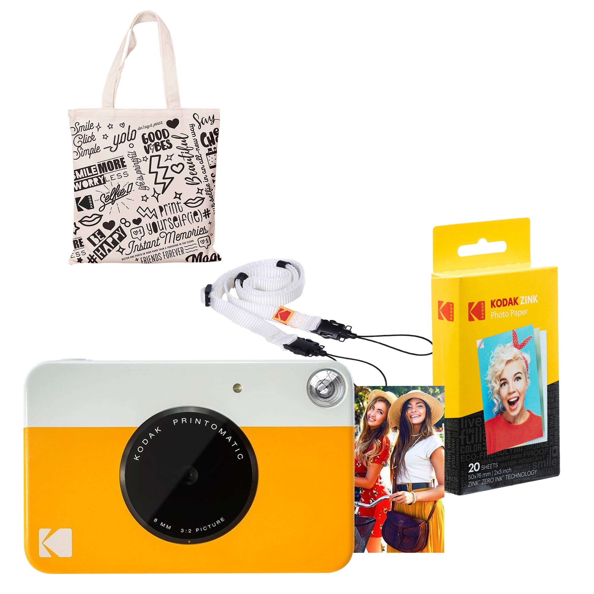 Kodak Printomatic Fotocamera istantanea (Giallo) Starter kit con borsa a tracolla