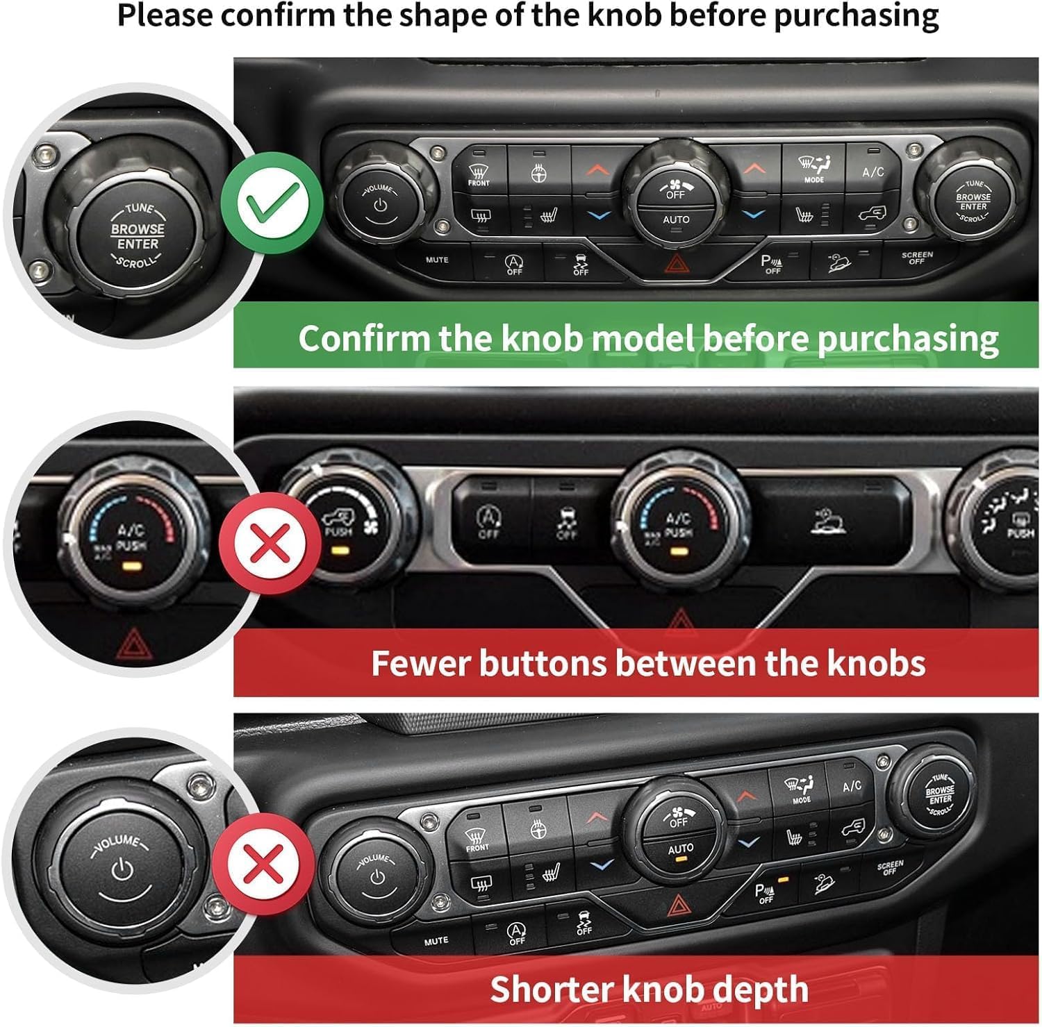 JeCar for Jeep Wrangler JL & Gladiator JT Window Switch Button Knob Cover Trim Kit, Green Aluminum Interior Decoration Accessories (2018–2024 2025+)