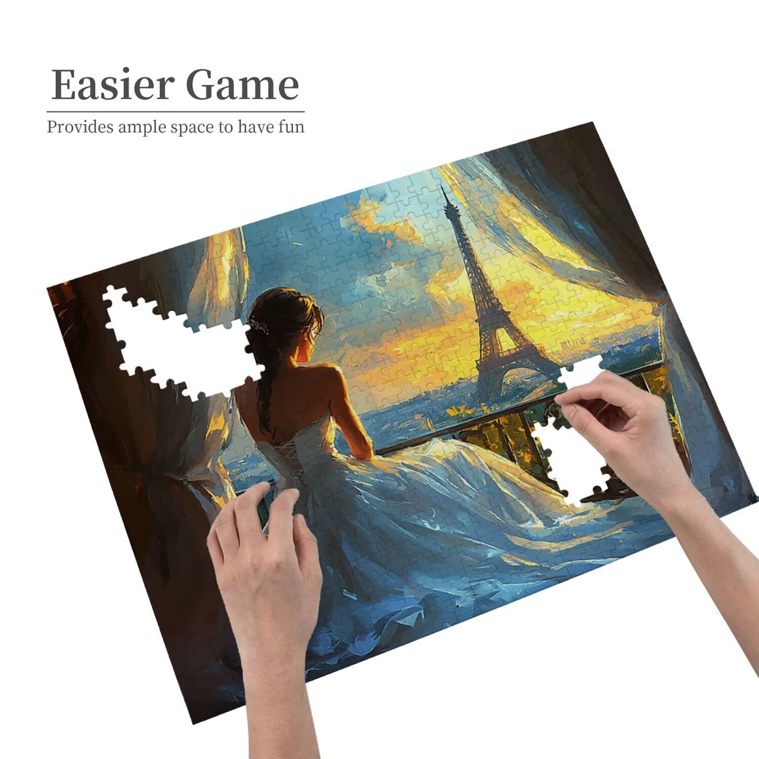 Puzzle in Legno per Adulti 5000 Pezzi | Torre Eiffel Donna| Giocattoli Educativi | Puzzle Adulti E Famiglie Decor | Dimensione Di 156x105cm | Regalo Adultis | Regali Natale (Formato: 62.4x42in) o-4