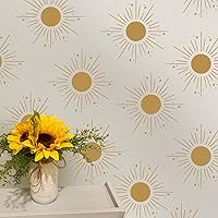 Vista 2 de GSS Designs - Plantilla de sol bohemio de 8 x 8 pulgadas, plantillas reutilizables de rayos solares celestiales para pintar plantillas de rayos