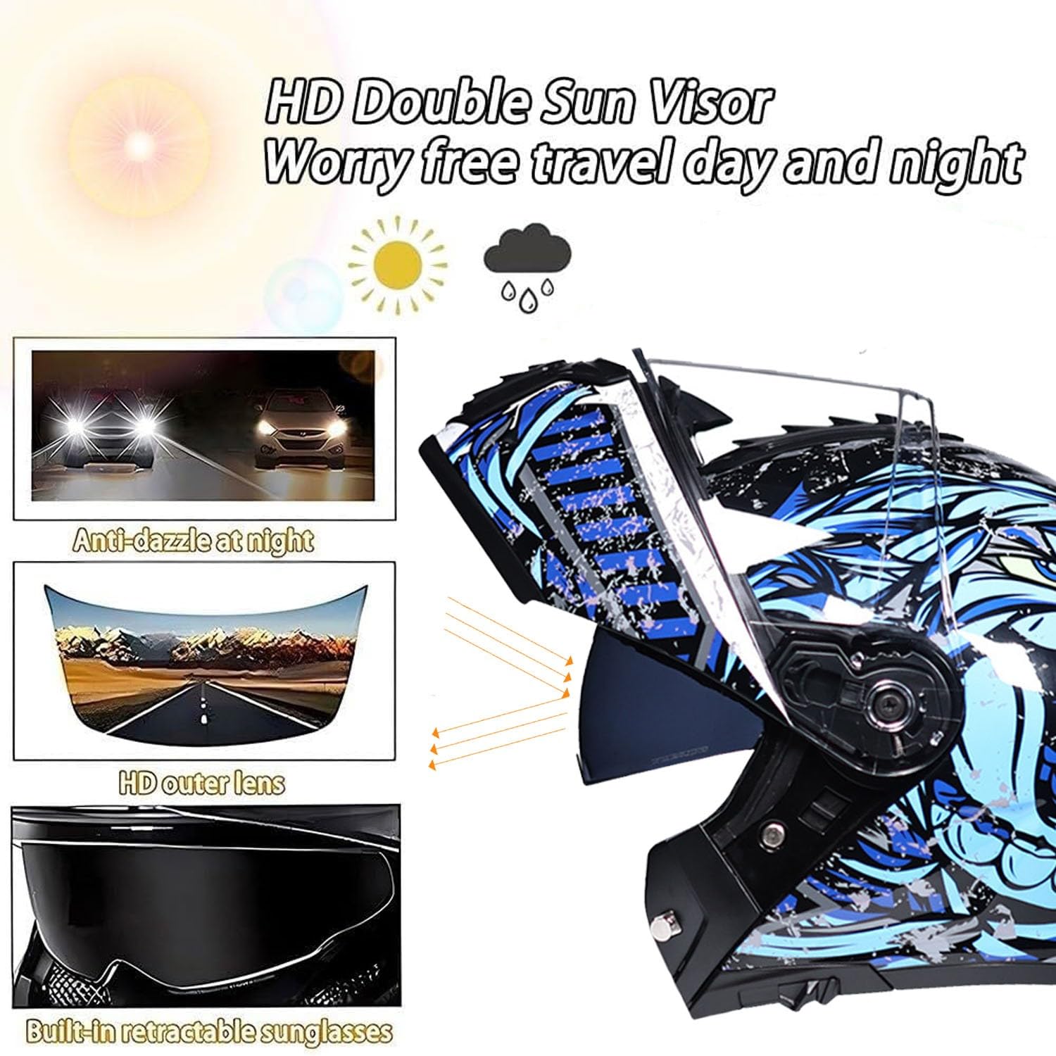 Casco de Moto Modulares ECEDOT Homologado Casco Integrales Moto Abatible Integrado para Hombres y Mujeres Adultos Cascos Motocicleta Flip Up Cascos Motocross con Doble Visera