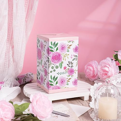Miniatura 5 de RUSPEPA Rollo de Papel de Regalo Floral Reversible, Mini Rollo, Diseño de Capullos de Rosa Rosados y Color Rosa Sólido, Elegante Papel de Regalo