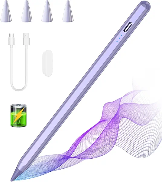 MMK Stylus Pen for iPad 10th 9th Gen, for iPad Air 5/4/3rd, iPad Pro 11/12.9 Inch, with Palm Rejection & Tilt Sensitivity, Stylus for iPad, Magnetic Stylus Pen, Purple