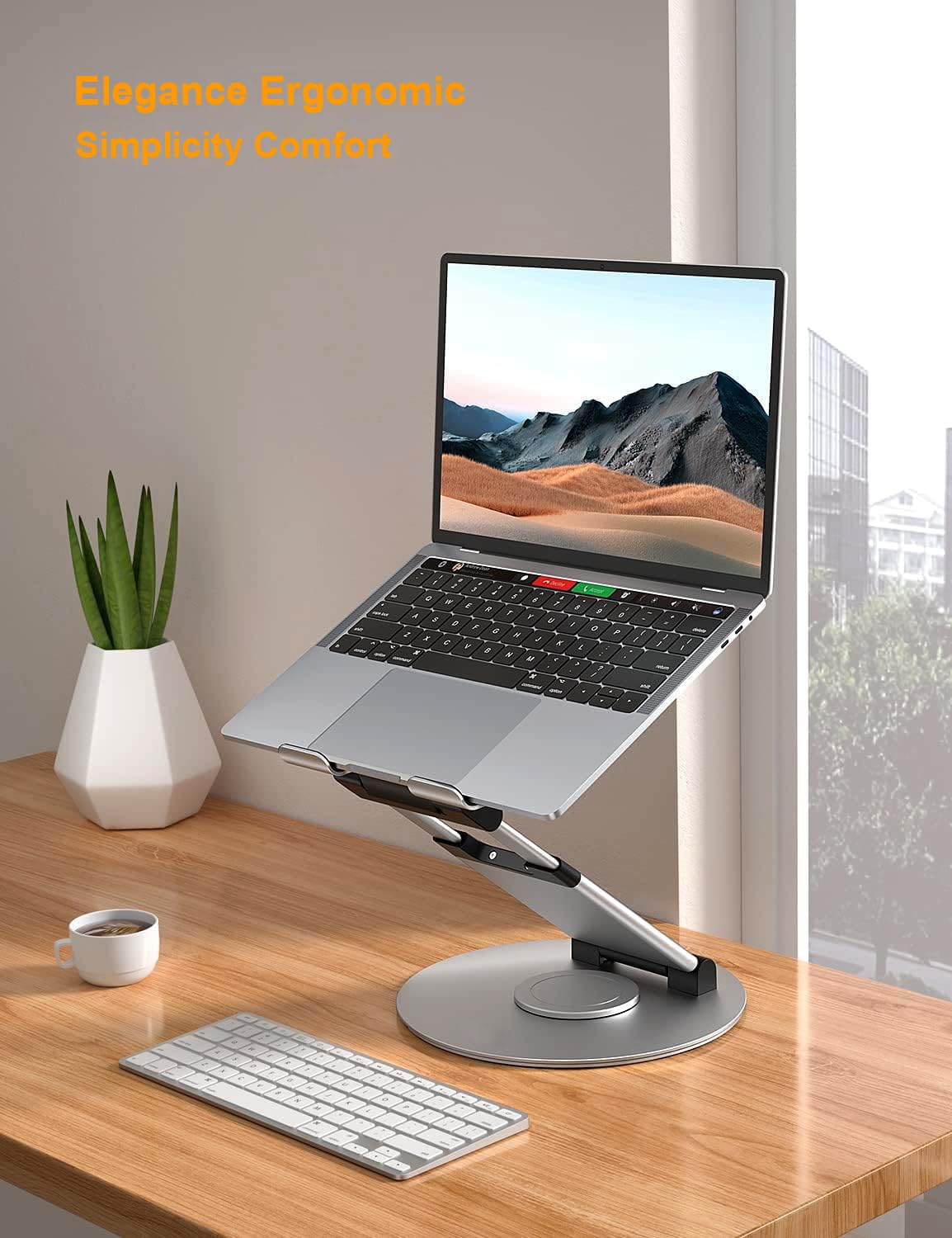 PLIXIO Adjustable Laptop Stand with 360° Rotating Base Tabletop Ergonomic Foldable Portable Holder Compatible for MacBook, HP, Dell, Lenovo & All Other Notebook (Sliver) (LS18) 14 710W6Lq+aoL. SL1500