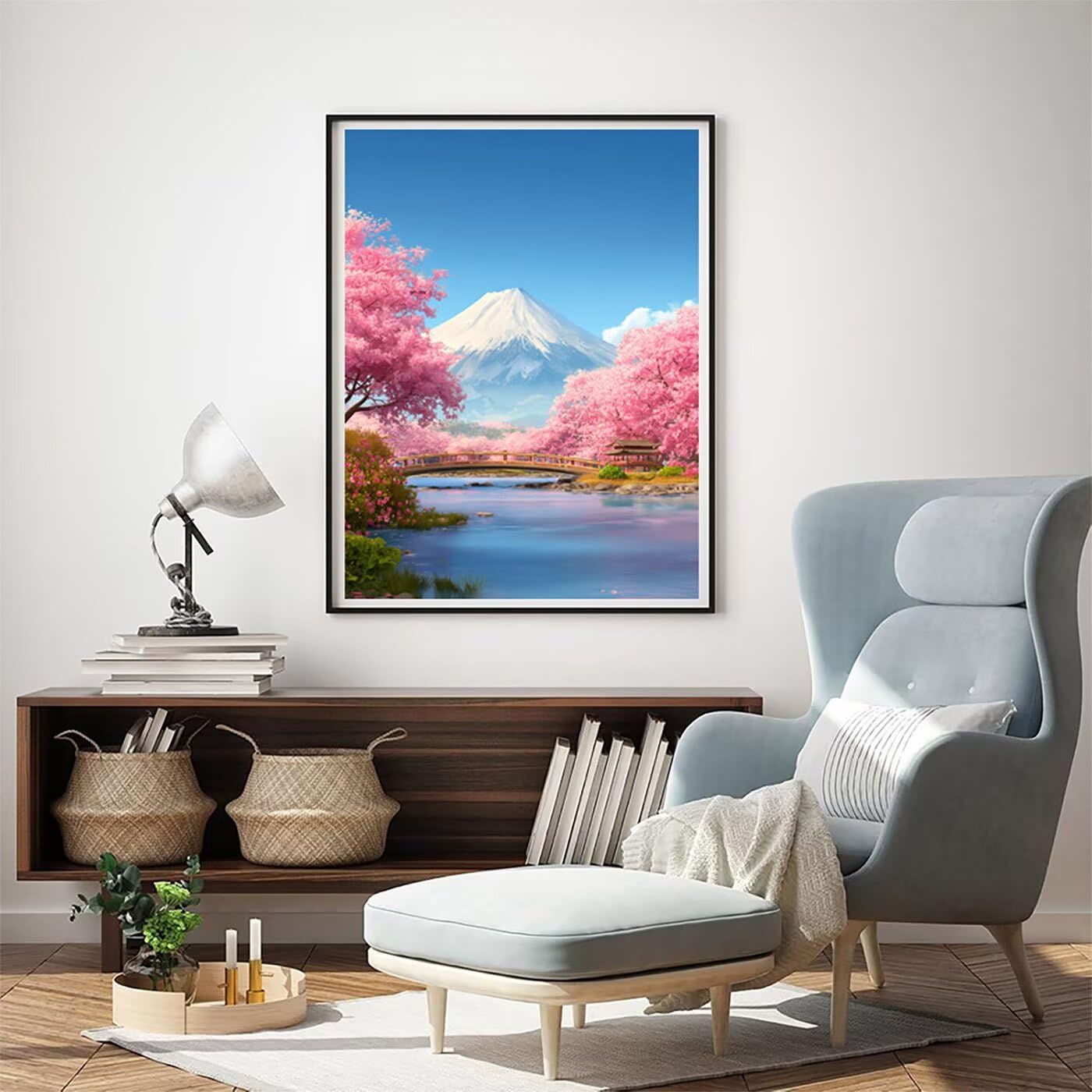 Landschaft Brücke Malen Nach Zahlen Erwachsene, Paint by Numbers Adult Set, Heimwerk Malen Nach Zahlen Kinder Mit Rahmen, Pinsel und 36 Acrylfarbe für Deko Wohnzimmer Geschenke 60 x 80 cm BJHDK805