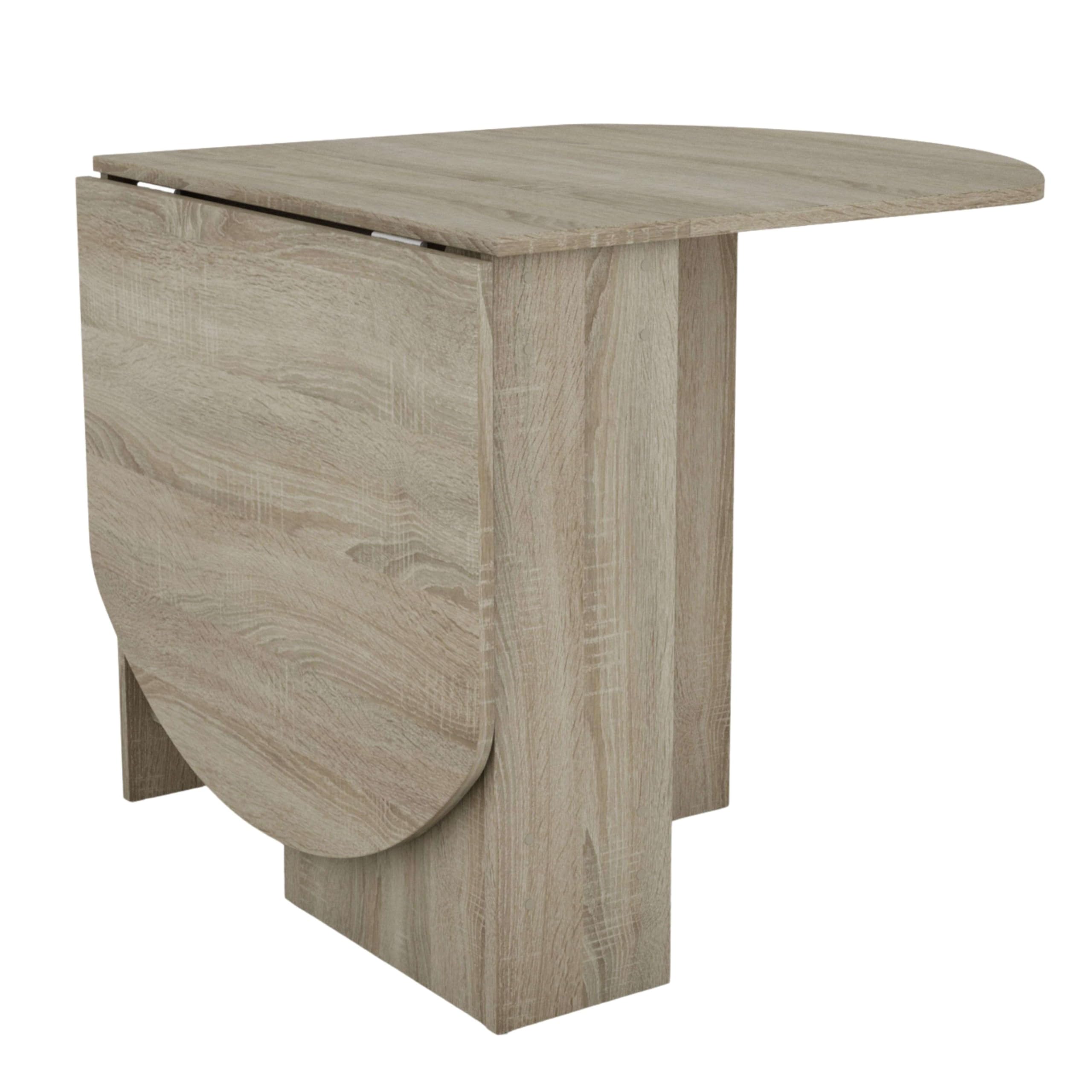 Miroytengo Mesa Plegable de Comedor, Mesa de Cocina Redonda Alas Abatibles Sand Roble Sonoma 150x75x80 cm