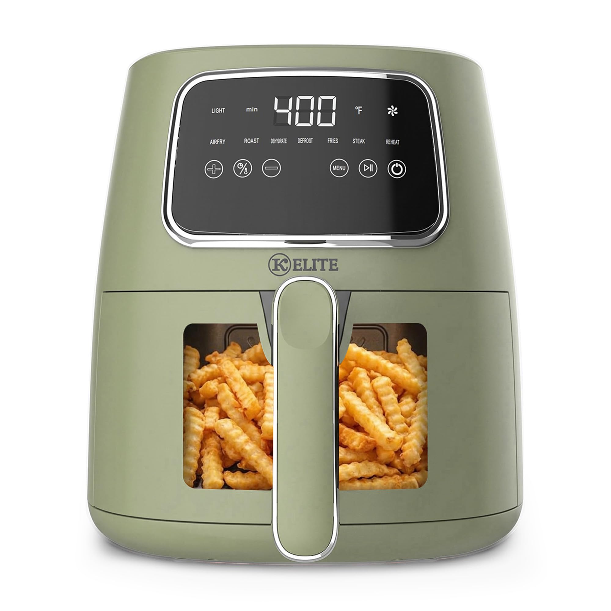 Kitchen Elite Countertop Digital Air Fryer with LED Screen, Green, 5.5 Qt