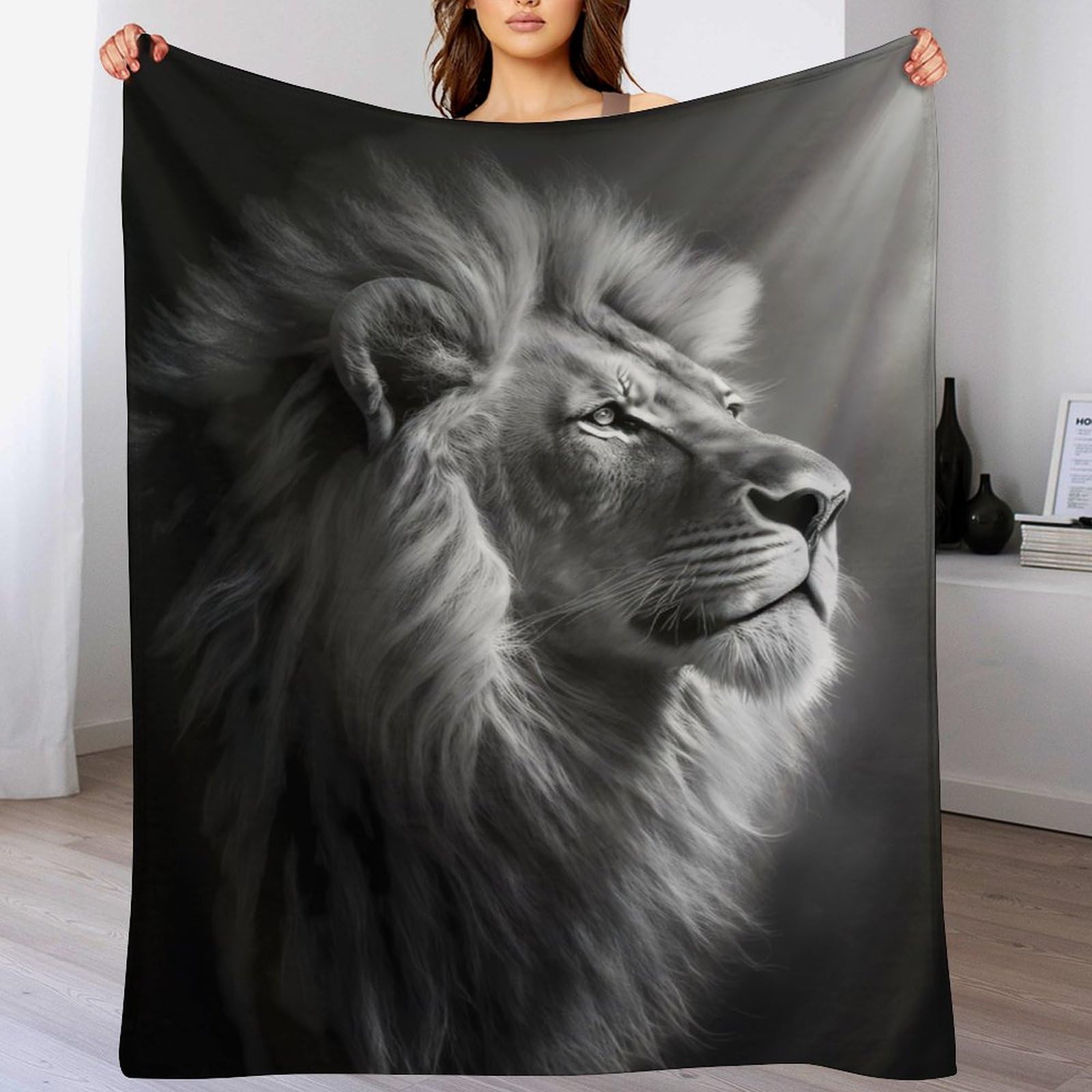 Couverture lion en flanelle douce pour ne plus avoir froid sur le canapé en hiver
