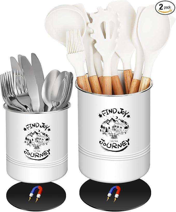 Magnetic RV Utensil Holder, Camper Essentials, RV Kitchen Accessories Must Haves Organization for Inside, RV Storage and Organization Ideas (2 Pack)