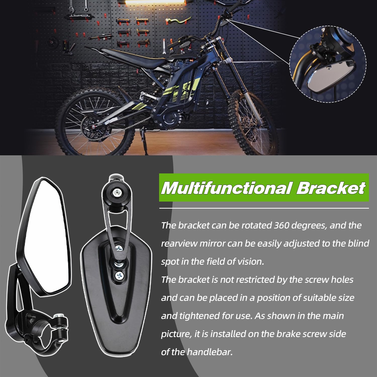 Rétroviseur de Moto,1 paire de Rétroviseur de Moto,Rétroviseur Latéral Rétroviseur d'extrémité de Guidon Moto pour Sur-Ron X/S Sur Ron Light Bee
