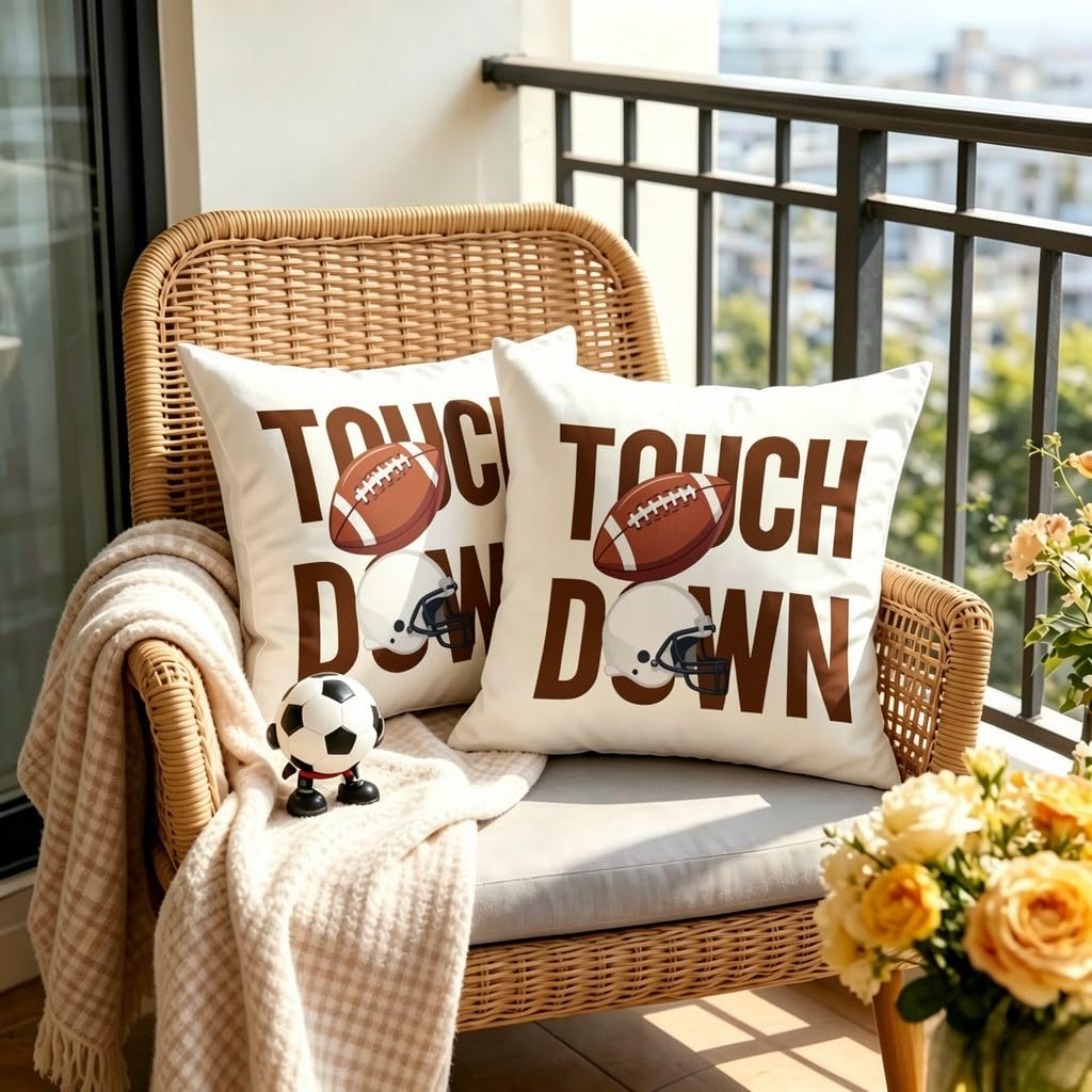 Vintage American Football Linen Pillow Covers -16x16