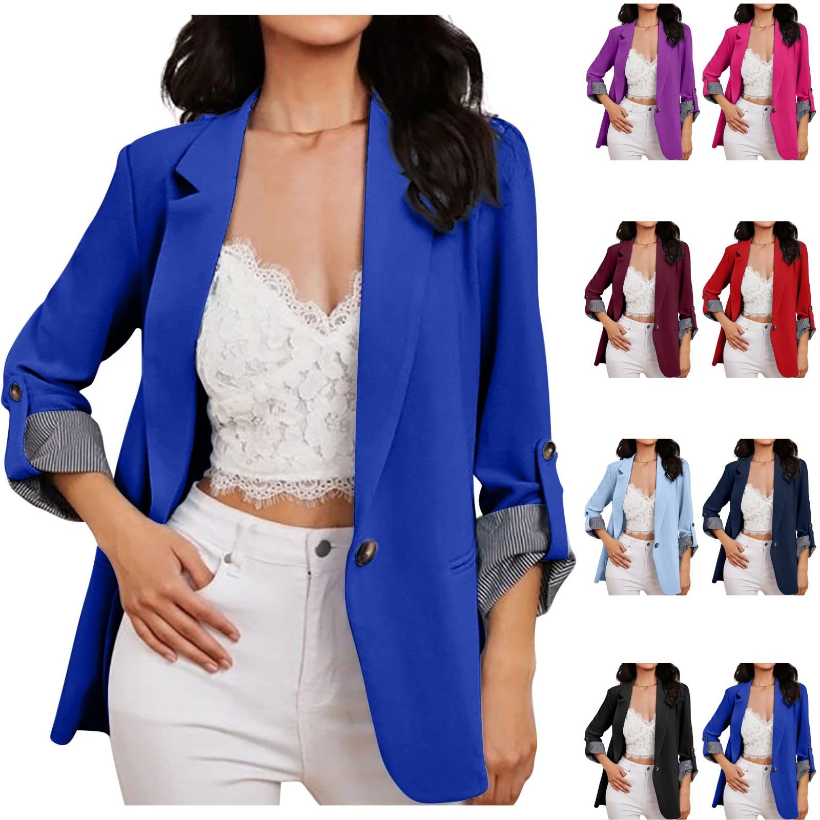 Blazers for Women 2025 Casual Business Suit Jackets Long Sleeve Work Office Lightweight Soft Solid Color Coats