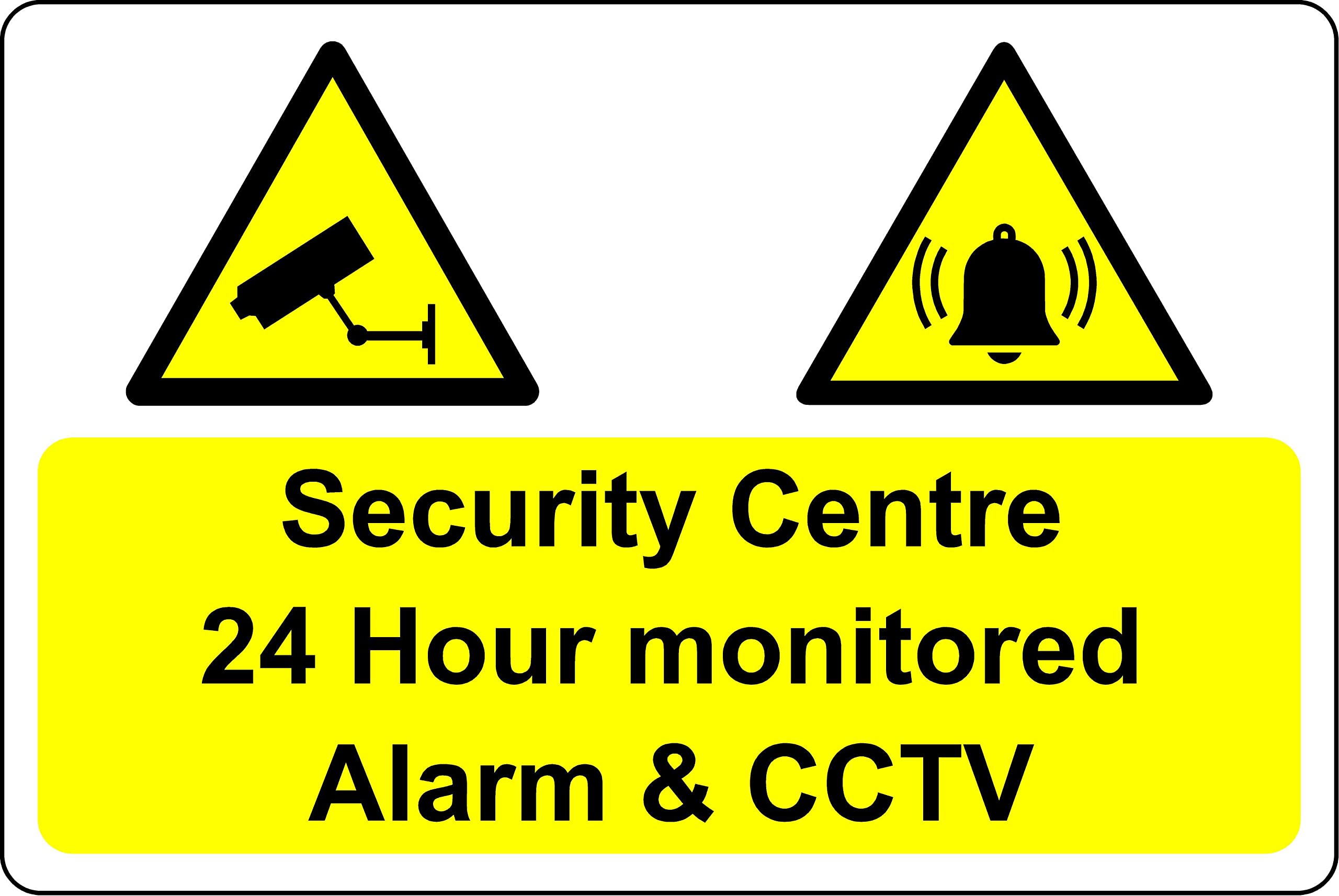 CCTV in operation security centre 24 hour monitored alarm and Camera Safety sign - 1mm Plastic sign (400mm x 300mm)